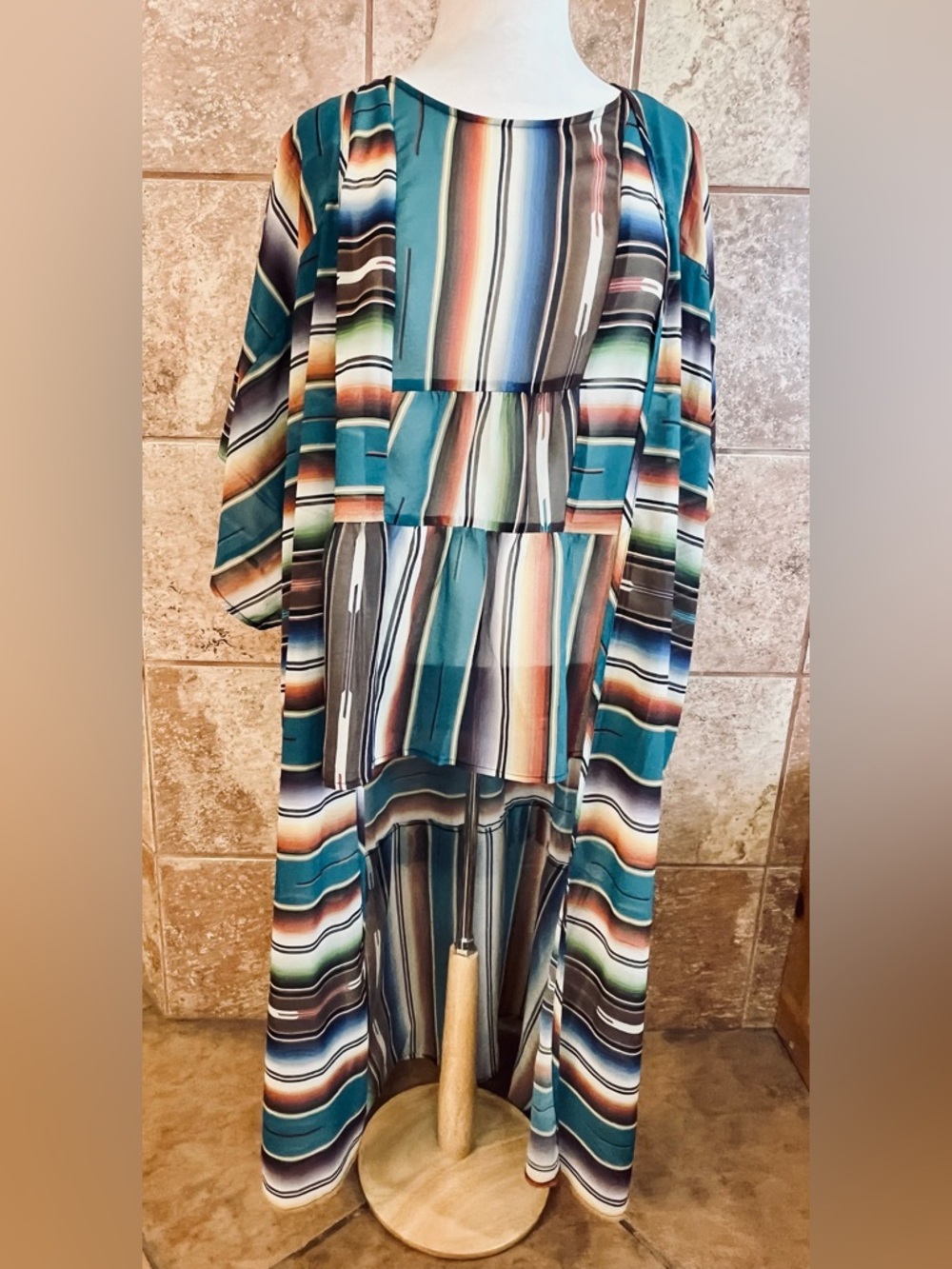 Double D Ranch Big Springs Top (nwt 2X) & Duster (1X) Striped NWT
